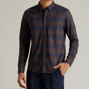 Rhone The Hardy Flannel Button Down Shirt Size Large Blue Brown